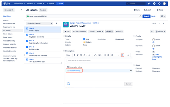 Issie 상세보기/편집 화면 상에서 AI Assist 기능 제공 UI Mockup